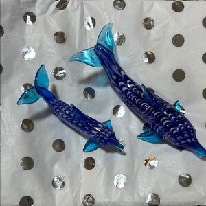 Lenox Blue and White Glass Fish Decor
